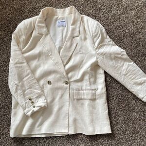 Old Navy linen blend cream blazer jacket women’s size Large